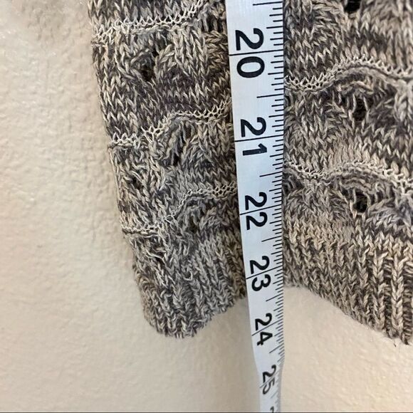 Maurices 3/4 Sleeve Sweater keyhole tie open back gray metallic open knit top M - Picture 6 of 11